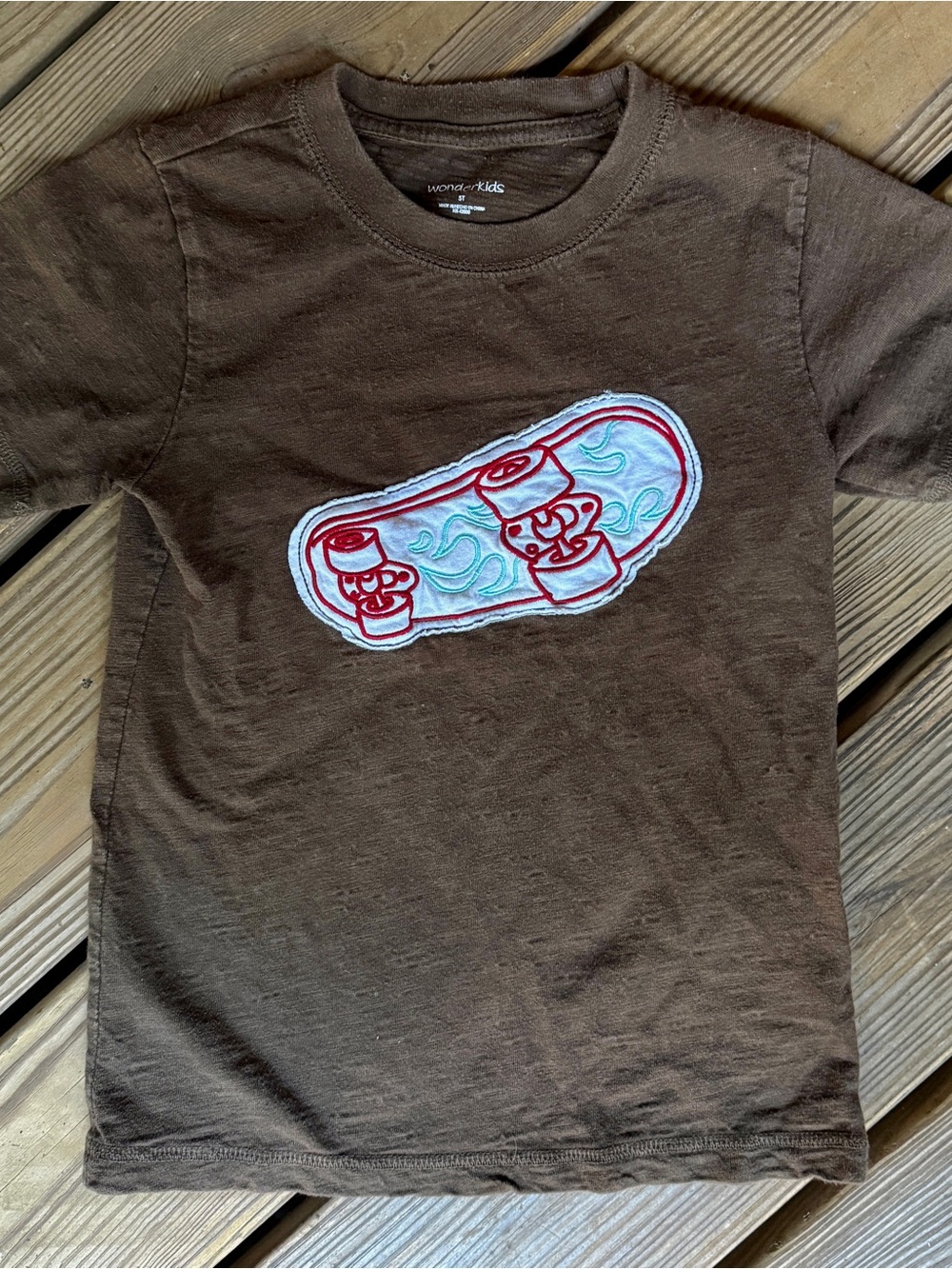 [3/$15] WonderKids Skateboard Graphic Tee 5T Brown Boy Shirt